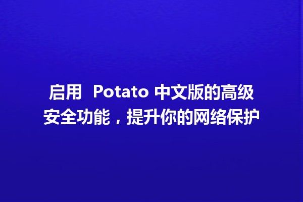 启用 🍟 Potato 中文版的高级安全功能，提升你的网络保护 🚀