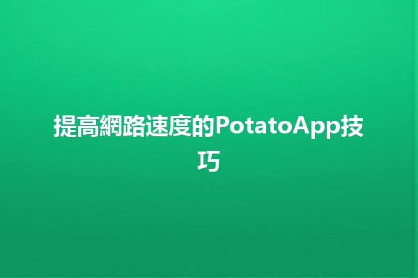 🚀 提高網路速度的PotatoApp技巧🌟