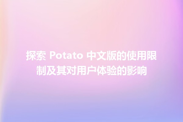 🎮 探索 Potato 中文版的使用限制及其对用户体验的影响