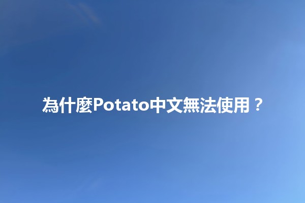 為什麼Potato中文無法使用？🍟🤔