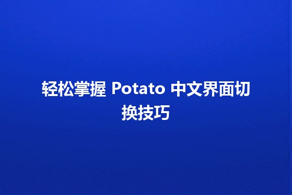 轻松掌握 Potato 中文界面切换技巧 🥔✨