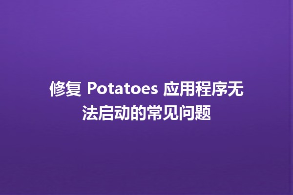 修复 Potatoes 应用程序无法启动的常见问题 🔧🥔