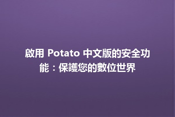 啟用 Potato 中文版的安全功能🌐🔒：保護您的數位世界