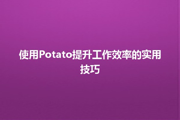 🌟 使用Potato提升工作效率的实用技巧