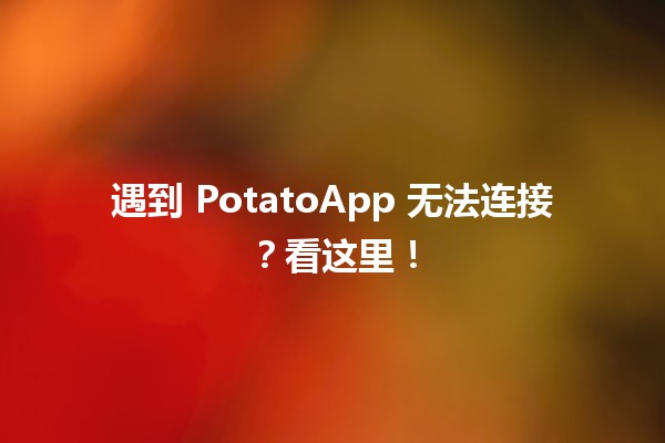 遇到 PotatoApp 无法连接？看这里！🚀🔧