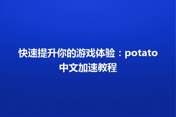 🍟 快速提升你的游戏体验：potato中文加速教程