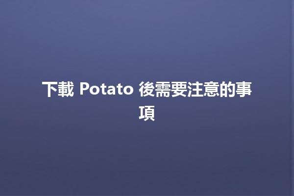 下載 Potato 後需要注意的事項 🚀🛠️