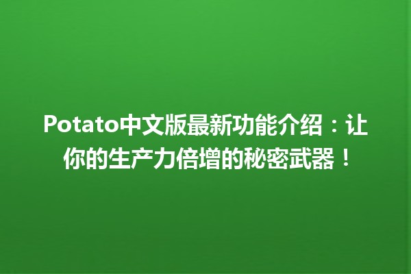 🥔 Potato中文版最新功能介绍：让你的生产力倍增的秘密武器！✨