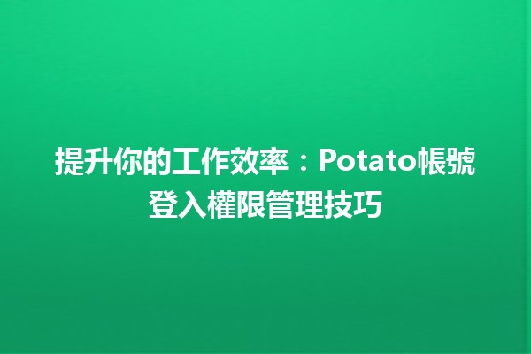 提升你的工作效率：Potato帳號登入權限管理技巧 💼🔑