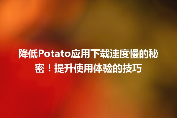 📲 降低Potato应用下载速度慢的秘密！提升使用体验的技巧