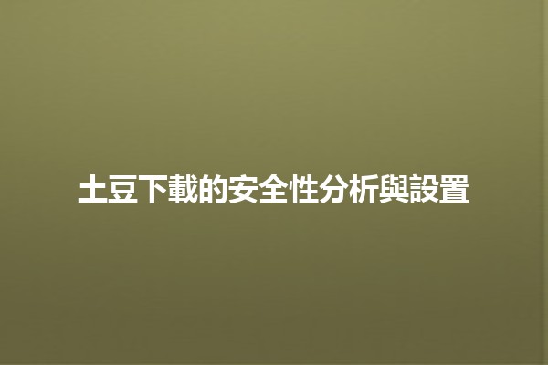 土豆下載的安全性分析與設置🛡️🔧