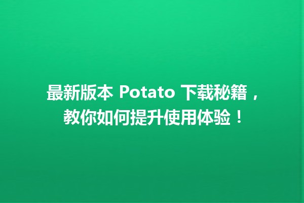 🥔 最新版本 Potato 下载秘籍，教你如何提升使用体验！🚀