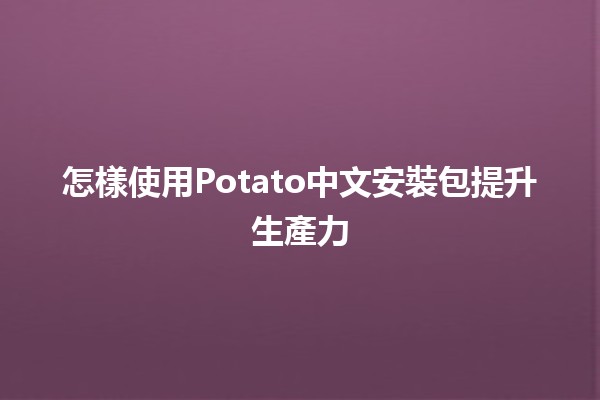 怎樣使用Potato中文安裝包提升生產力📦💻