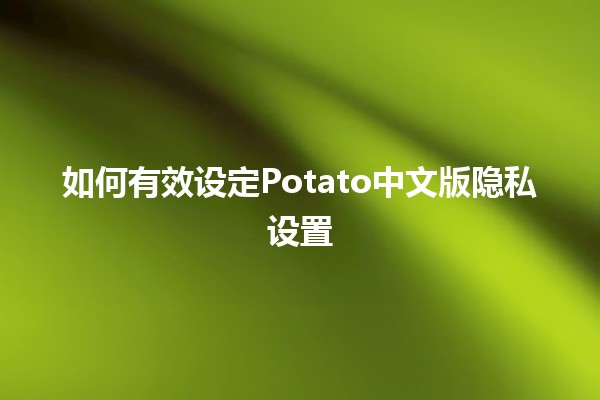 如何有效设定Potato中文版隐私设置 🔒📱